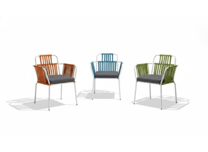 Muebles de comedor modernos, 4 sillas de terraza, muebles de acero inoxidable.