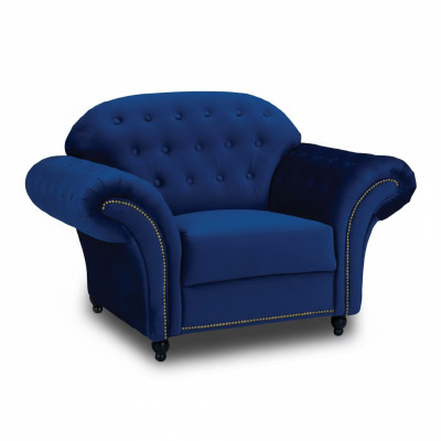 Silla azul Chesterfield de una plaza Sofá azul Sillón azul.