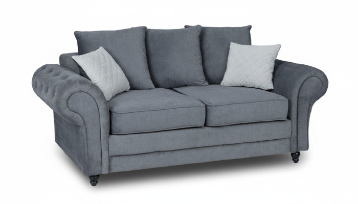 Sofá Chesterfield gris tapizado en tela muebles de dos plazas.