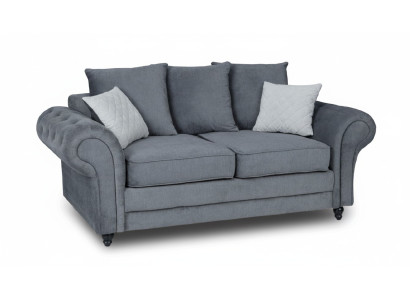 Sofá Chesterfield gris tapizado en tela muebles de dos plazas.