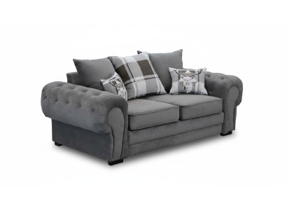 Sofá Chesterfield gris tapizado en tela para muebles de sofá design textil.