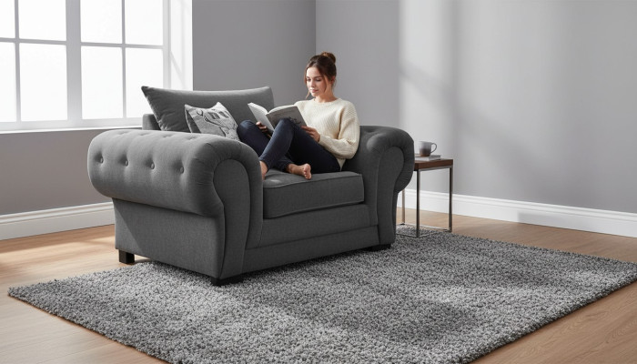 Estilo Diseño moderno Color Gris Sala de estar 1 sillón Tela Poliéster Nuevo