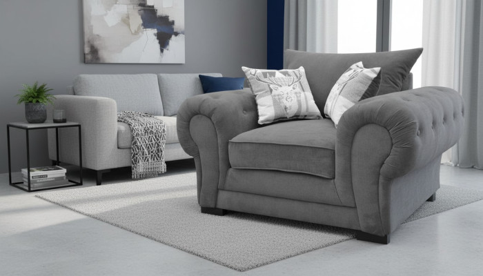 Estilo Diseño moderno Color Gris Sala de estar 1 sillón Tela Poliéster Nuevo