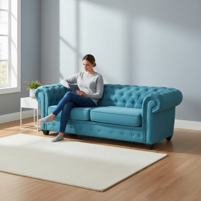 Conjunto de sofás Chesterfield Muebles tapizados Juego de 3+2+1 turquesa
