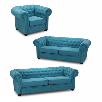 Conjunto de sofás Chesterfield Muebles tapizados Juego de 3+2+1 turquesa