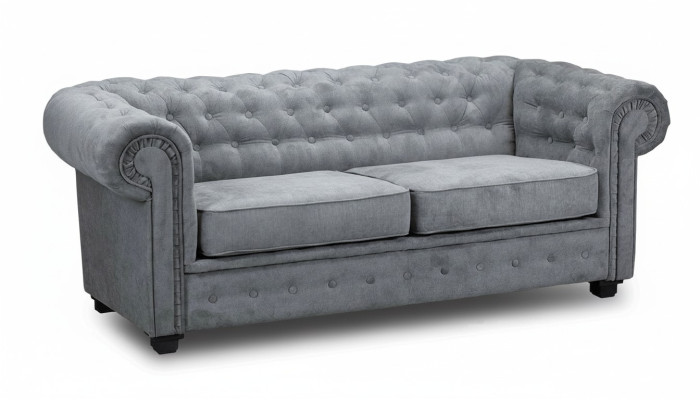 Sofá Chesterfield gris tapizado muebles de dos plazas sofás tela textil