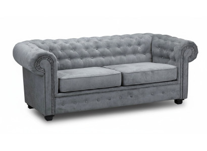 Sofá Chesterfield gris tapizado muebles de dos plazas sofás tela textil
