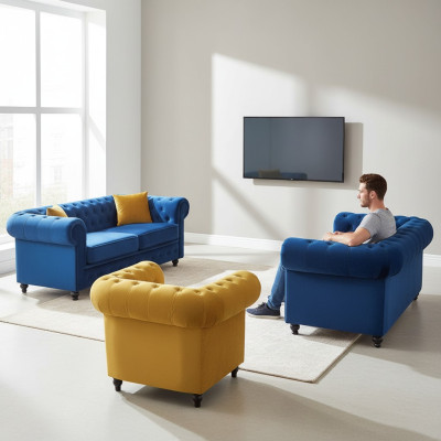 Chesterfield conjunto de sofás muebles de sala de estar sofá 3+2+1 plazas.