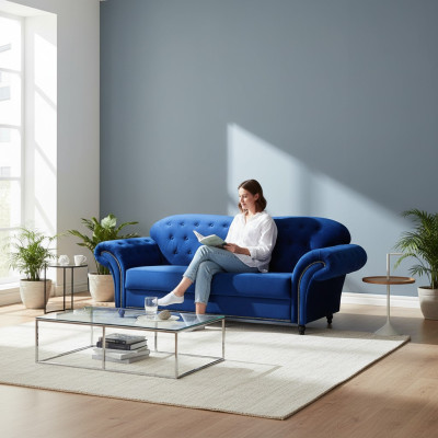 Conjunto de sofá Chesterfield Mueble Tapizado Sofá 3+2+1 Sofá de tela de terciopelo.
