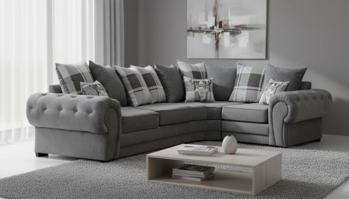 Sofá esquinero de estilo italiano Diseño cómodo Sofá Tapicería Textil Sala de estar Tela