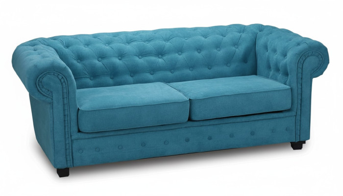Sofá 2 plazas diseño tapizado turquesa tela comodidad de asiento sofá nuevo