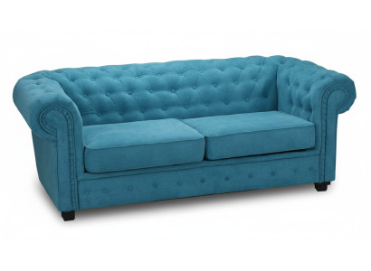 Sofá 2 plazas diseño tapizado turquesa tela comodidad de asiento sofá nuevo