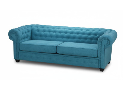 Sofá de tres plazas, tela turquesa, muebles tapizados, decoración sofás, sofás.