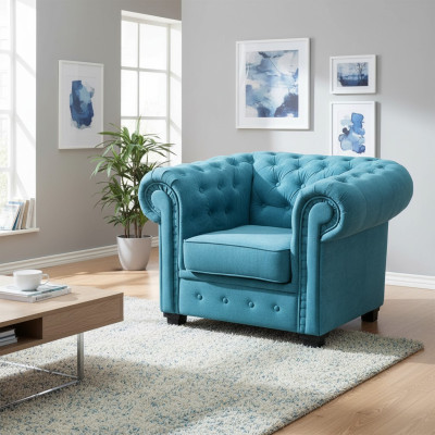 Sillón de lujo, sillón cómodo, estilo italiano, sala de estar Chesterfield.