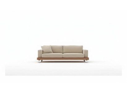 Sofá moderno de tres plazas, conjunto de sala de estar, sofá tapizado con estructura de madera.
