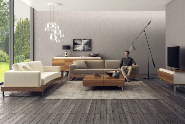 Moderno sofá blanco de lujo de dos plazas, muebles de sala de estar nuevos.