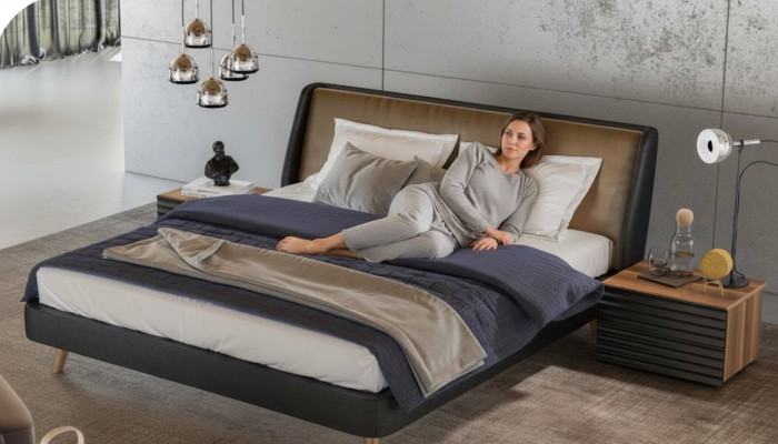 Dormitorio Set Cama 2x mesita de noche Muebles completos Camas Nogal natural