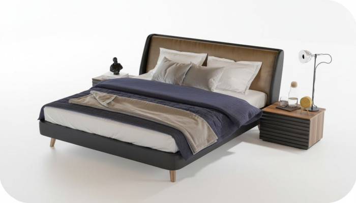 Dormitorio Set Cama 2x mesita de noche Muebles completos Camas Nogal natural