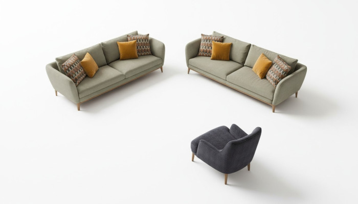 Sofá verde moderno Conjunto de sofá Salón Sofá de tres plazas Sillón de una plaza Sofá de dos plazas 3+2+1