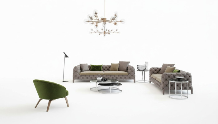 Chesterfield conjunto de sofás de cuatro plazas Sofás de lujo Sofá sillón Muebles Sofá