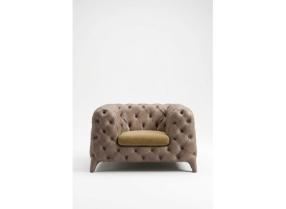 Sillón Chesterfield Taupe, sillón-capitone, sillón tapizado de salón.