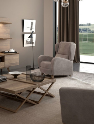 Lujo Sillón de relax Sillón de lectura Diseño moderno Asiento individual Color taupe Moderno