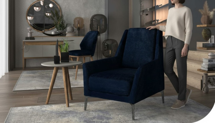 Silla de relax azul moderna de una plaza mueble de salón sillón de club nuevo