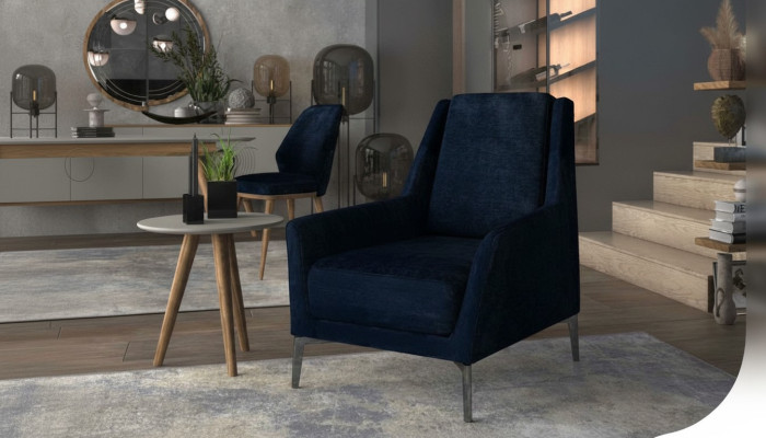 Silla de relax azul moderna de una plaza mueble de salón sillón de club nuevo
