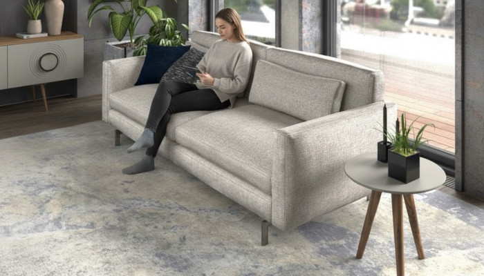 Sofá gris Colección de sofás Juego de muebles de asiento Muebles de salón Sofá Textil