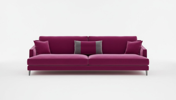 Rosa sofá moderno de tres plazas, sofás de salón, muebles de estilo de lujo.