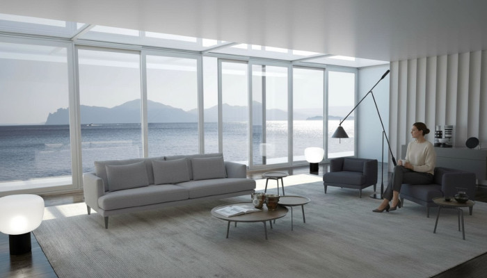 Grupo de sofás gris, conjunto de sofás, configuración de sofás de lujo, muebles nuevos