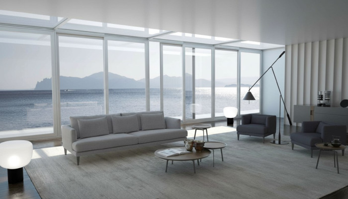Grupo de sofás gris, conjunto de sofás, configuración de sofás de lujo, muebles nuevos