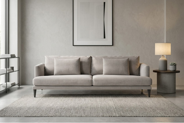 Sofá de lujo gris de dos plazas, muebles de tela, sofás de sala de estar Couen modernos.