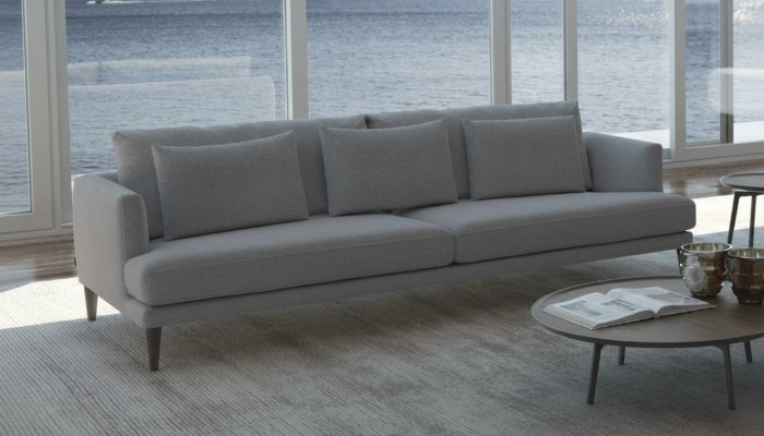 Sofá moderno gris de tres plazas Muebles de asiento Diseñador Lujo Sofás de sala