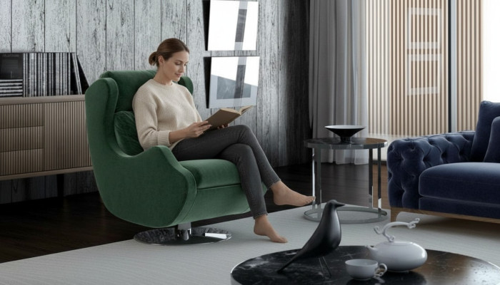 Sillón verde muebles de sala de estar individual Elegante sillón tipo cóctel moderno