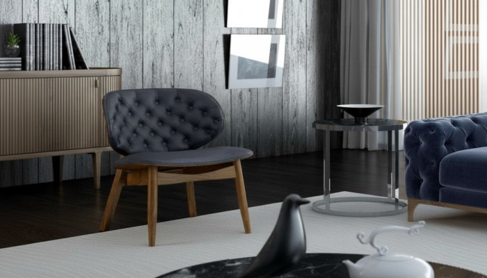Silla Chesterfield de lujo de una plaza para comedor y sala de estar.