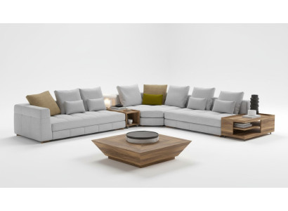 Conjunto de sofás de esquina blancos Sofá de tela Sofás de lujo en forma de L Conjunto nuevo