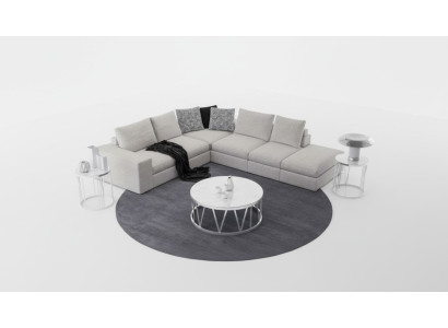 Sofá de esquina blanco, conjunto de esquina acolchado de lujo en forma de L, sofás de diseño moderno.