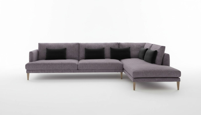Conjunto de sofás en forma de L, textiles, muebles modernos para el hogar.
