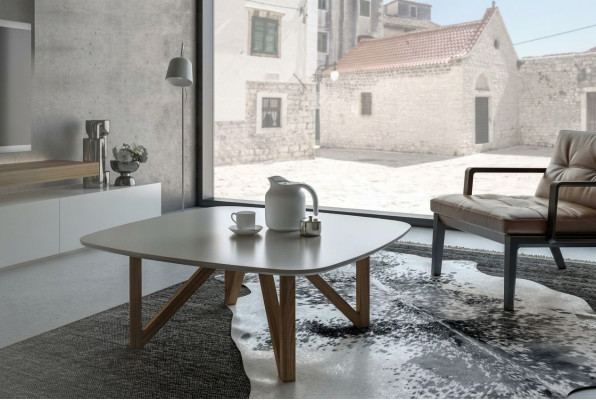 Mesa de centro Mesa de sala de estar de lujo Nuez natural Diseñador Mesa auxiliar