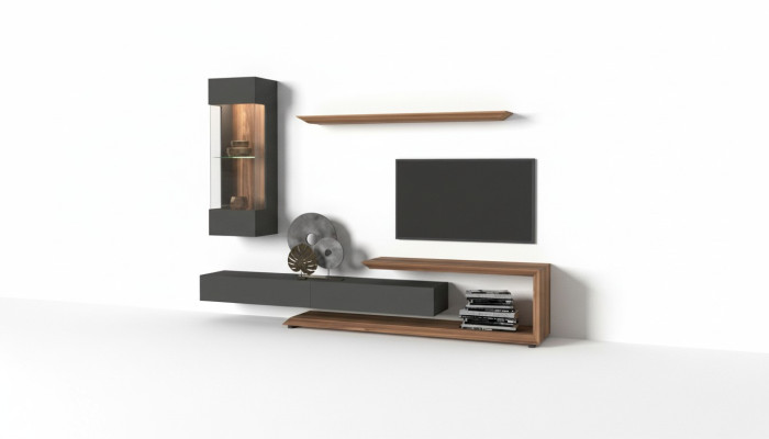 Armario de pared Panel de pared Armario lateral Nogal natural - Antracita mate