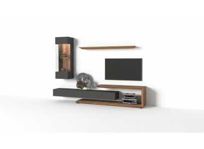 Armario de pared Panel de pared Armario lateral Nogal natural - Antracita mate