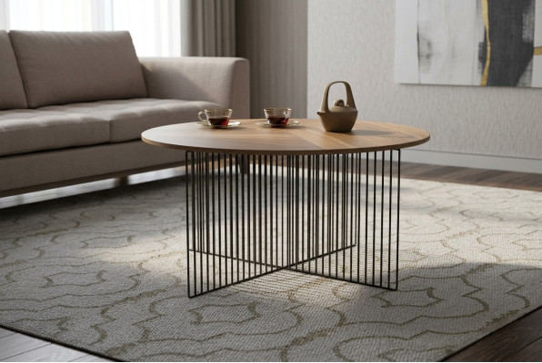 Mesa de centro moderna de sala de estar madera maciza muebles de lujo mesas auxiliares marrón.