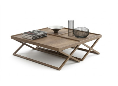 Mesa de centro de lujo plegable marrón de madera estilo muebles de sala de estar.