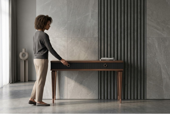 Moderna consola con cajones lujo nogal natural - antracita