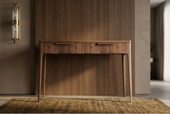 Mesa de consola de madera de nogal natural - mármol negro Toros