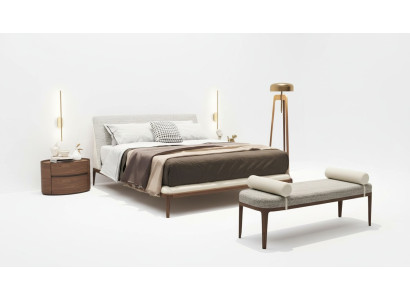 Conjunto de dormitorio marrón Cama doble con 2 mesitas de noche 3 piezas