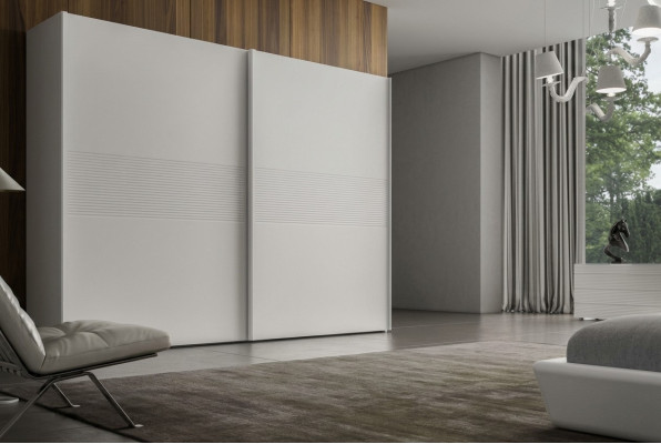 Armario blanco con puertas correderas de muebles de dormitorio de lujo de madera maciza