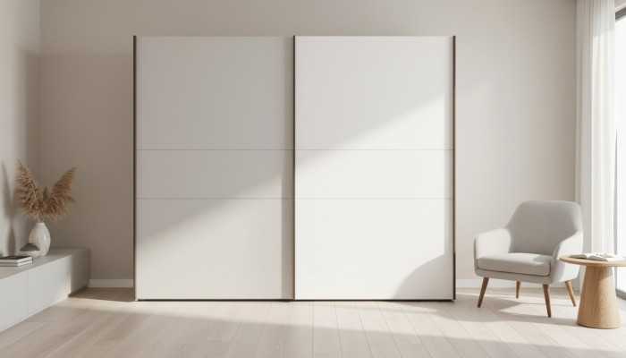 Moderno armario con puertas de espejo Mobiliario de dormitorio.
