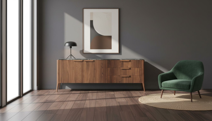 Gran aparador de madera Muebles de comedor modernos Madera maciza Cajones Nuevo
